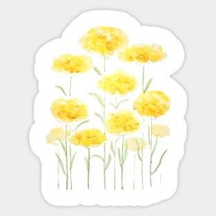 abstract yellow common yarrow flowers watercolor Sticker